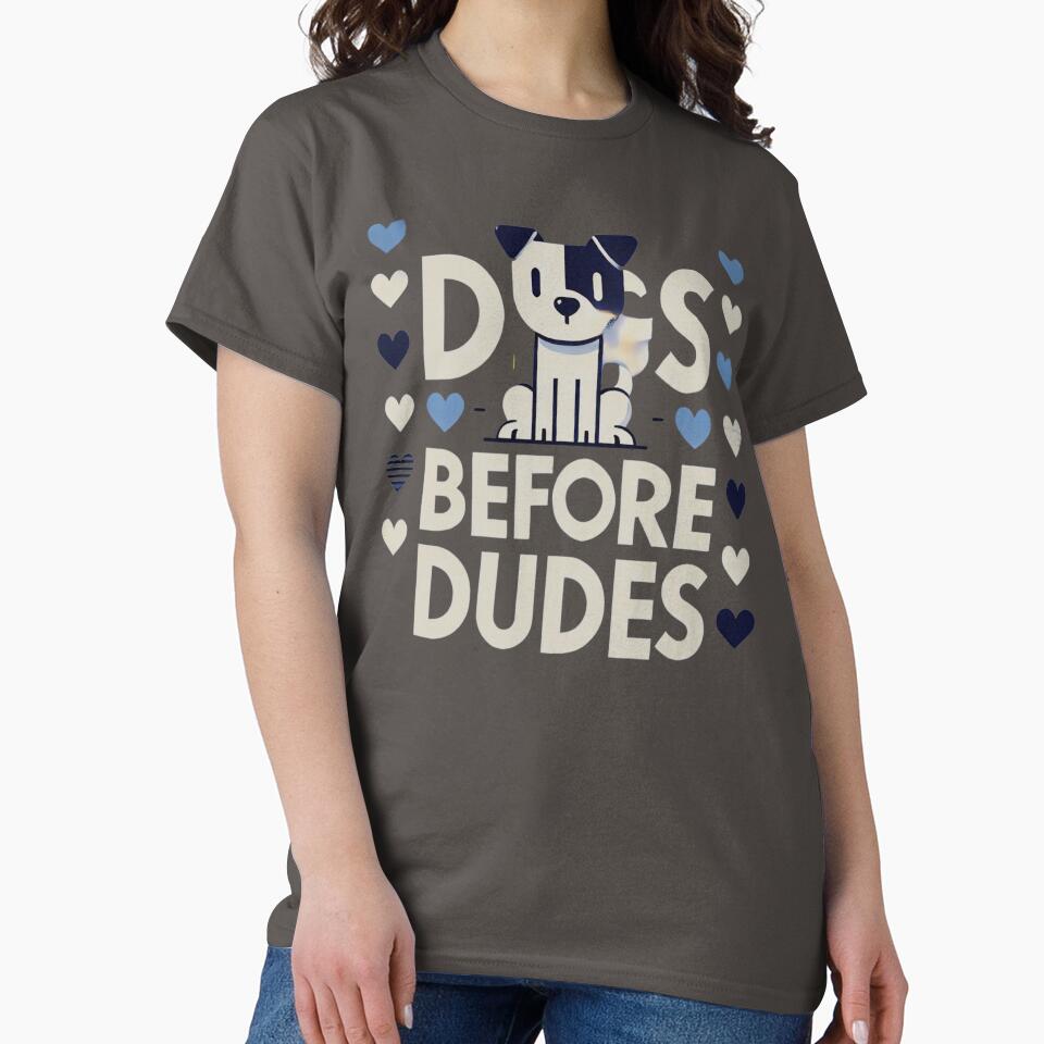 Funny Dog Lover Quote - Dogs Before Dudes Minimalist Design by Kawaii Planet Studio