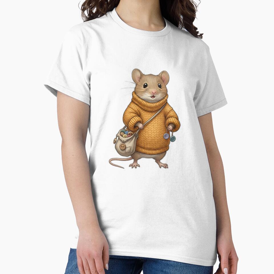 Tiny Field Mouse with Oversized Sweater and Button Bag by pumsquare