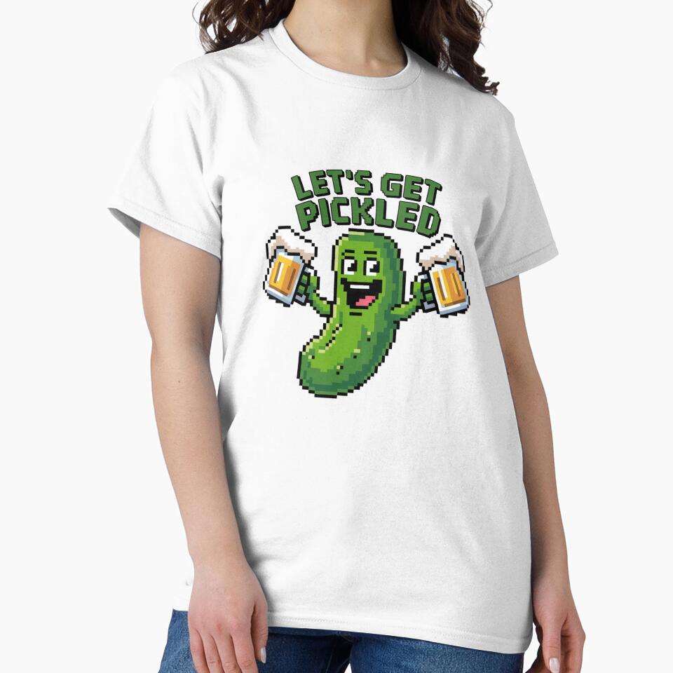 Pixel Art Pickle Hoisting Frothy Beer Mugs by Bloomkept