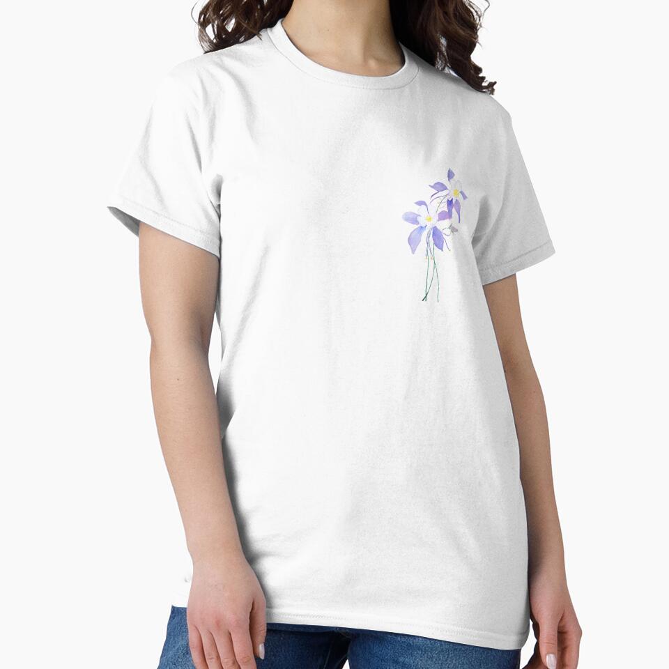 hand painted  purple wild flower columbine flower watercolor by ColorandColor
