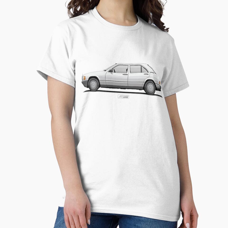190E W201 Classic White – Classic 1980s German Sedan Illustration by ARVwerks