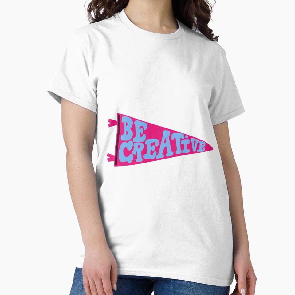 Be Creative Pennant Flag | Pink and Light Blue Banner on Navy by Giulia  Palazzo