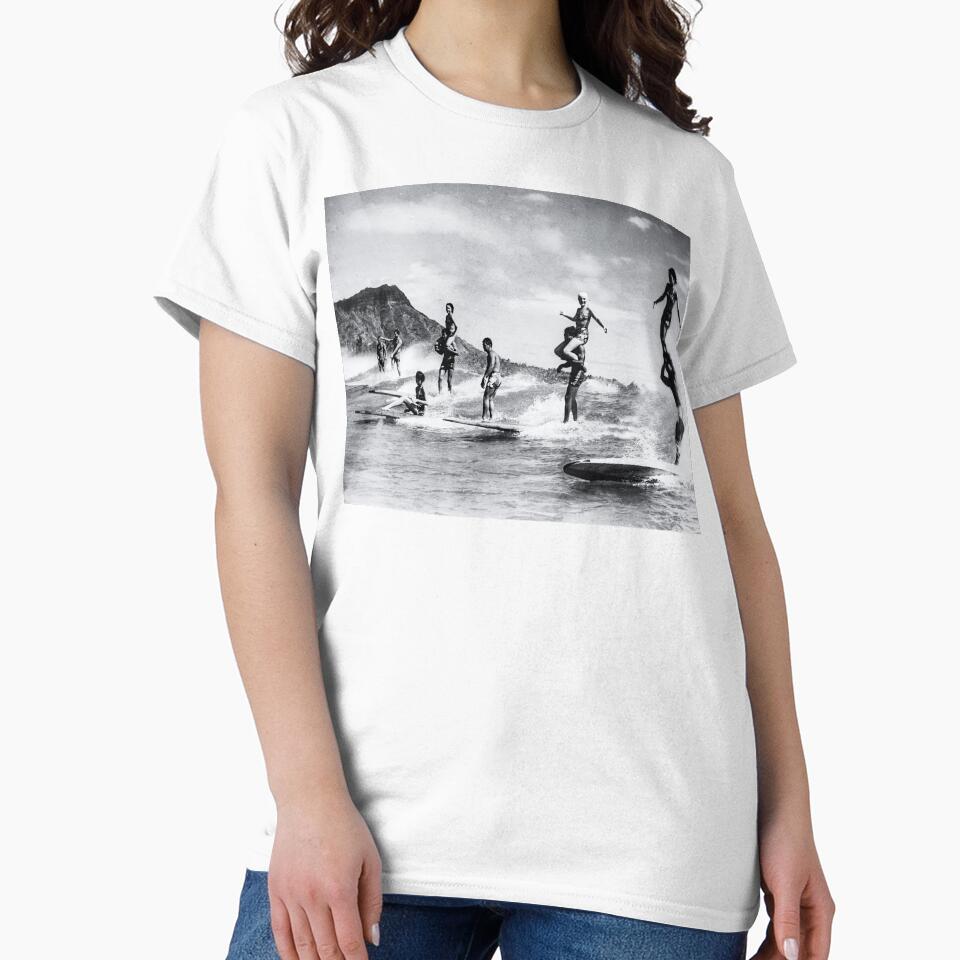 Vintage Hawaii Tandem Surfing by TeeARTHY
