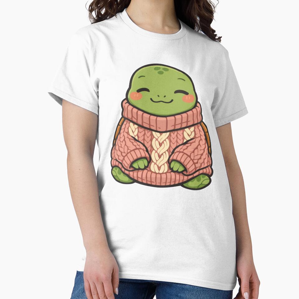 Cozy Sea Turtle in Oversized Knit Sweater Cute Comfort Aesthetic by zoughlal