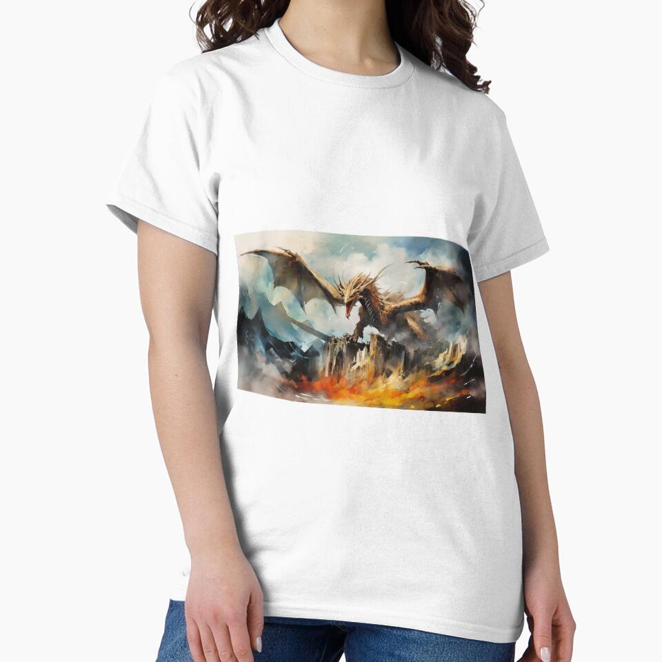 Dark Fantasy Watercolor - Dragon Fire Scorched Earth by Fantasy Masterpiece