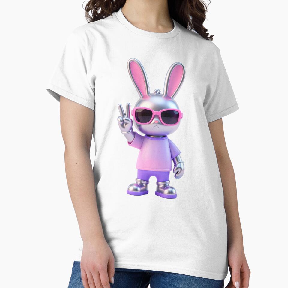 Cool Bunny in Sunglasses Peace Sign Retro Y2K Easter Vibes by Artycom