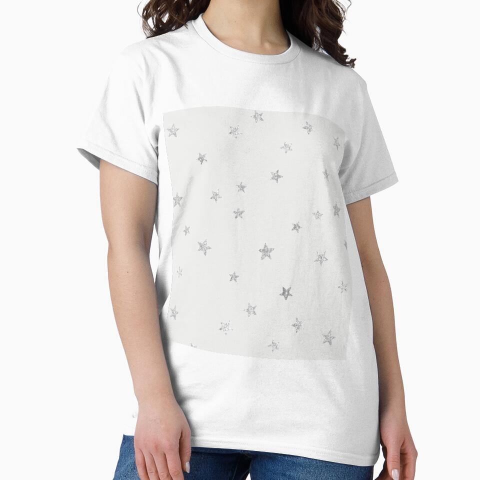 Pretty Y2K Glitter Stars Design in Silver by Femme Pastel Collective