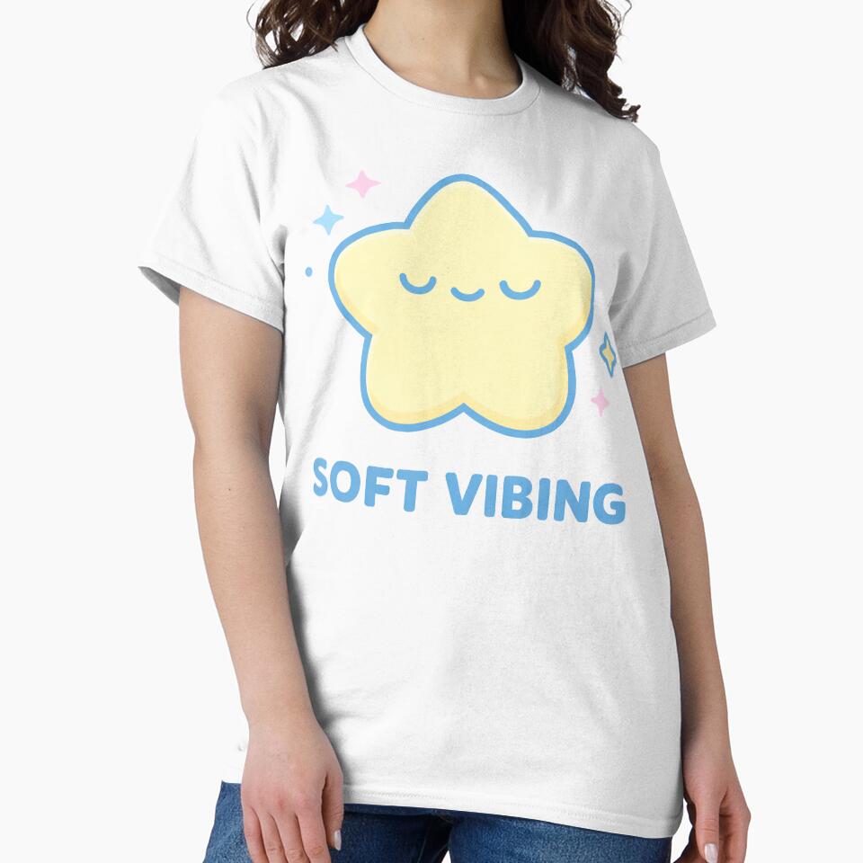 Soft Vibing – Cute Kawaii Sleepy Star With Sparkles by ImagenFusionP