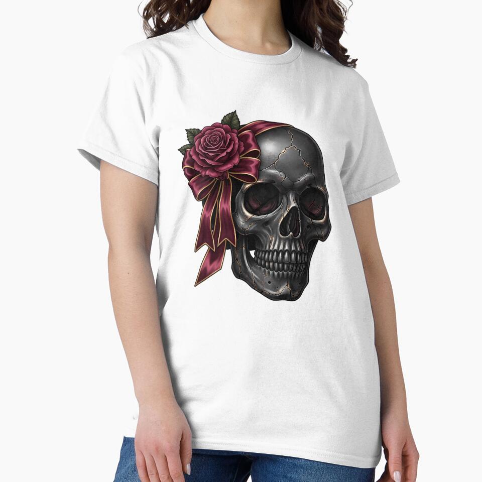 Velvet Bow Skull Rose by IllumeInk
