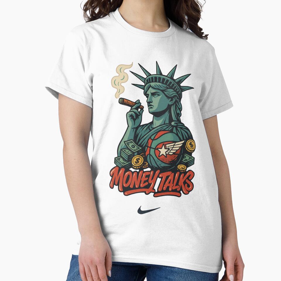 Liberty's Grind: The 'Money Talks' Vintage Basketball Tee by CireArt