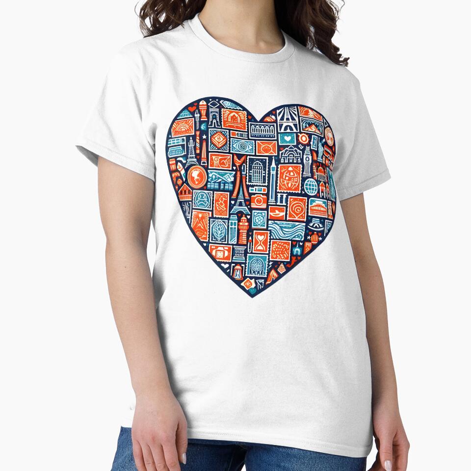 Travel Heart World Landmarks Wanderlust Icon Design by DrawDrip