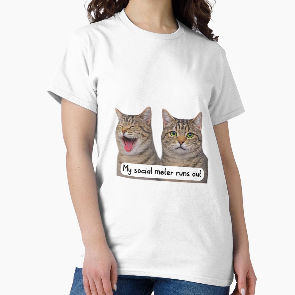 Neurospicy My Social Meter Runs Out Funny Introvert Cat Meme Premium Tri-Blend by JohnVBurks