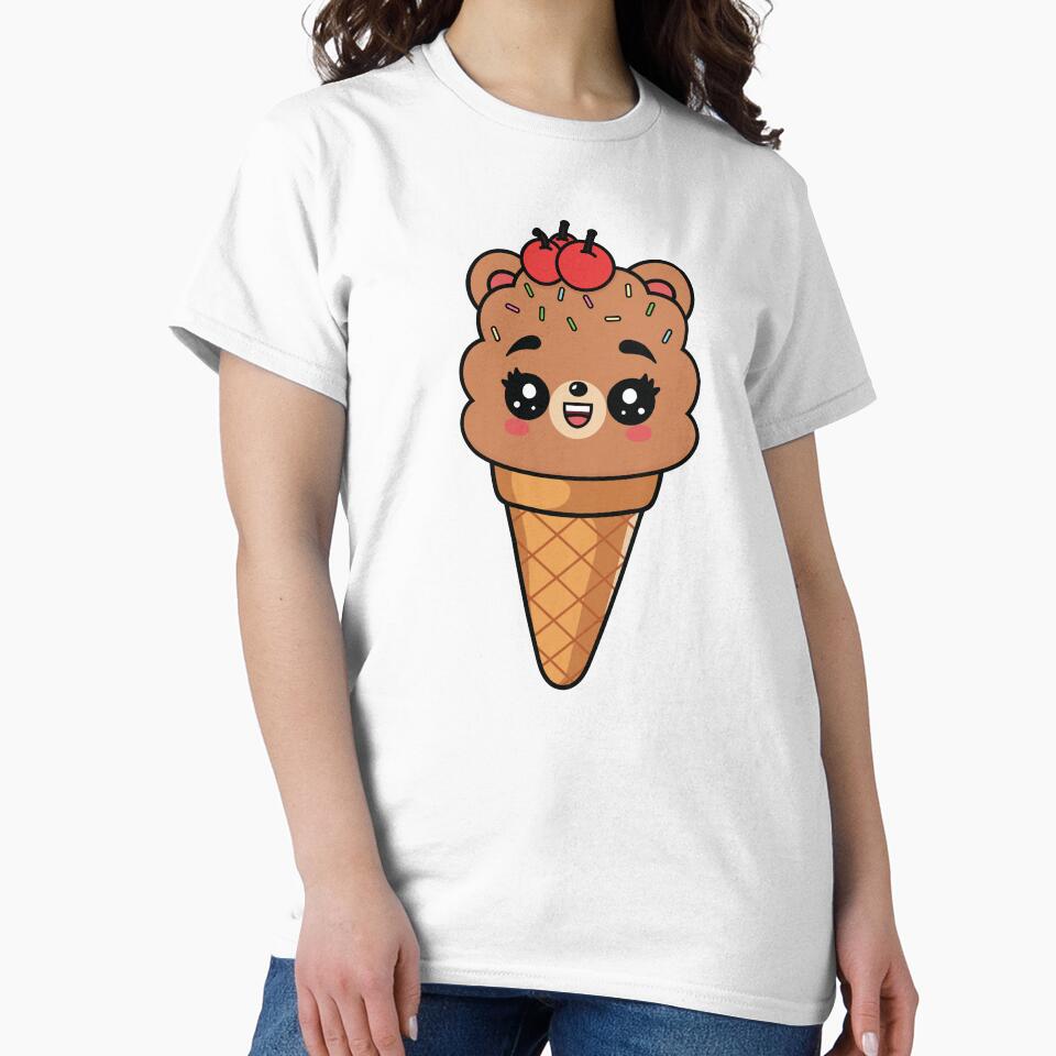 Kawaii Cute Bear Ice Cream – Cute Chocolate Bear Dessert by MarshallStickerX