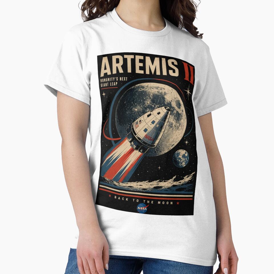 Artemis II NASA Retro Poster – Back to the Moon Vintage Space Travel Art by Kate1art