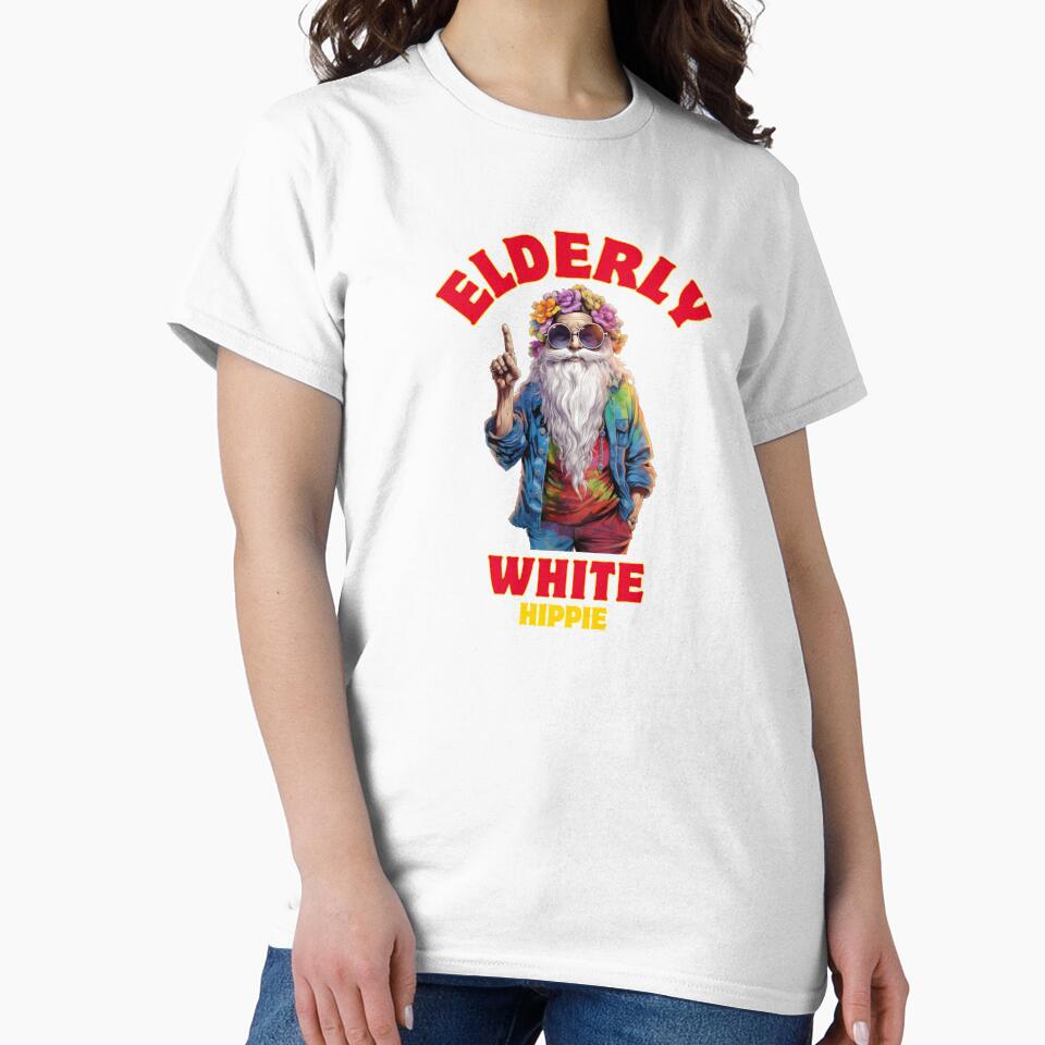 Elderly White Hippie Funny Retro Flower Power Design GIfts by Maniutek