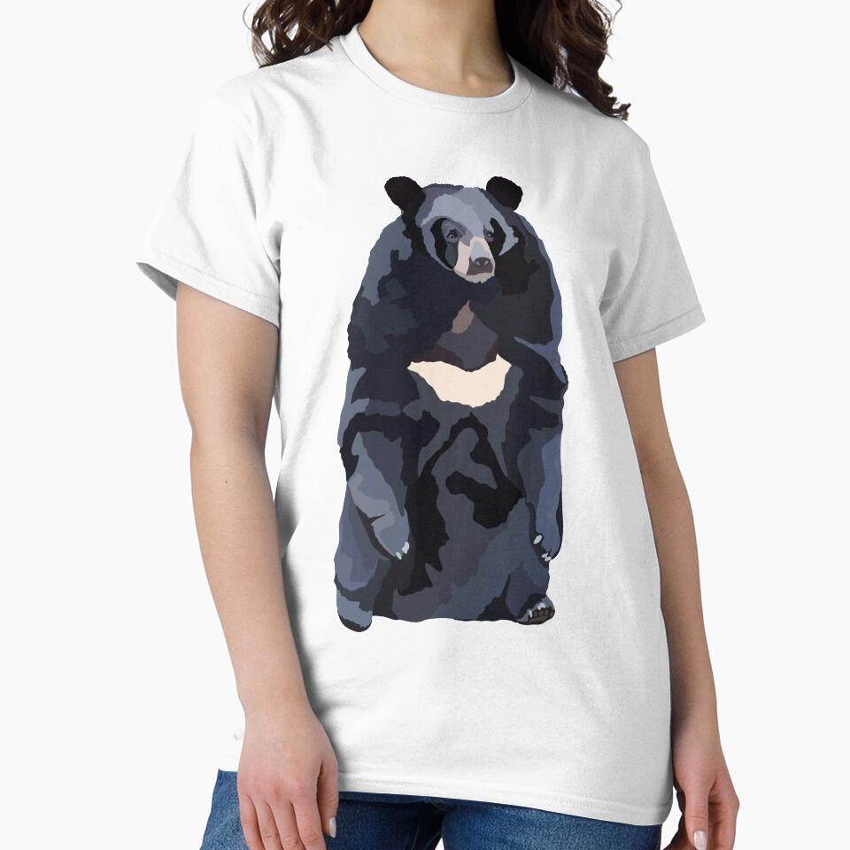 M is For Moon Bear,Moon Bear Artwork – Striking Asiatic Black Bear Illustration and Wildlife Design by PrettylittlepastelUk