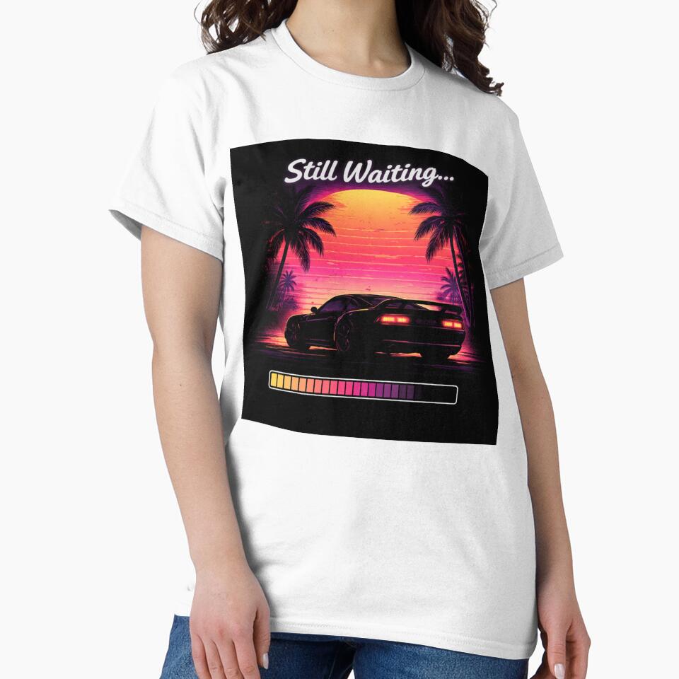 Still Waiting Gaming Aesthetic Retro Sunset Vaporwave Style by Frenais Design