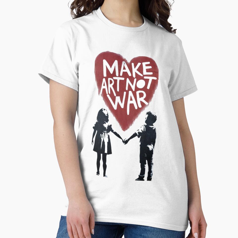 Meaningful Heart "MAKE ART NOT WAR" with Boy and Girl Holding Hands by Soulprint Art