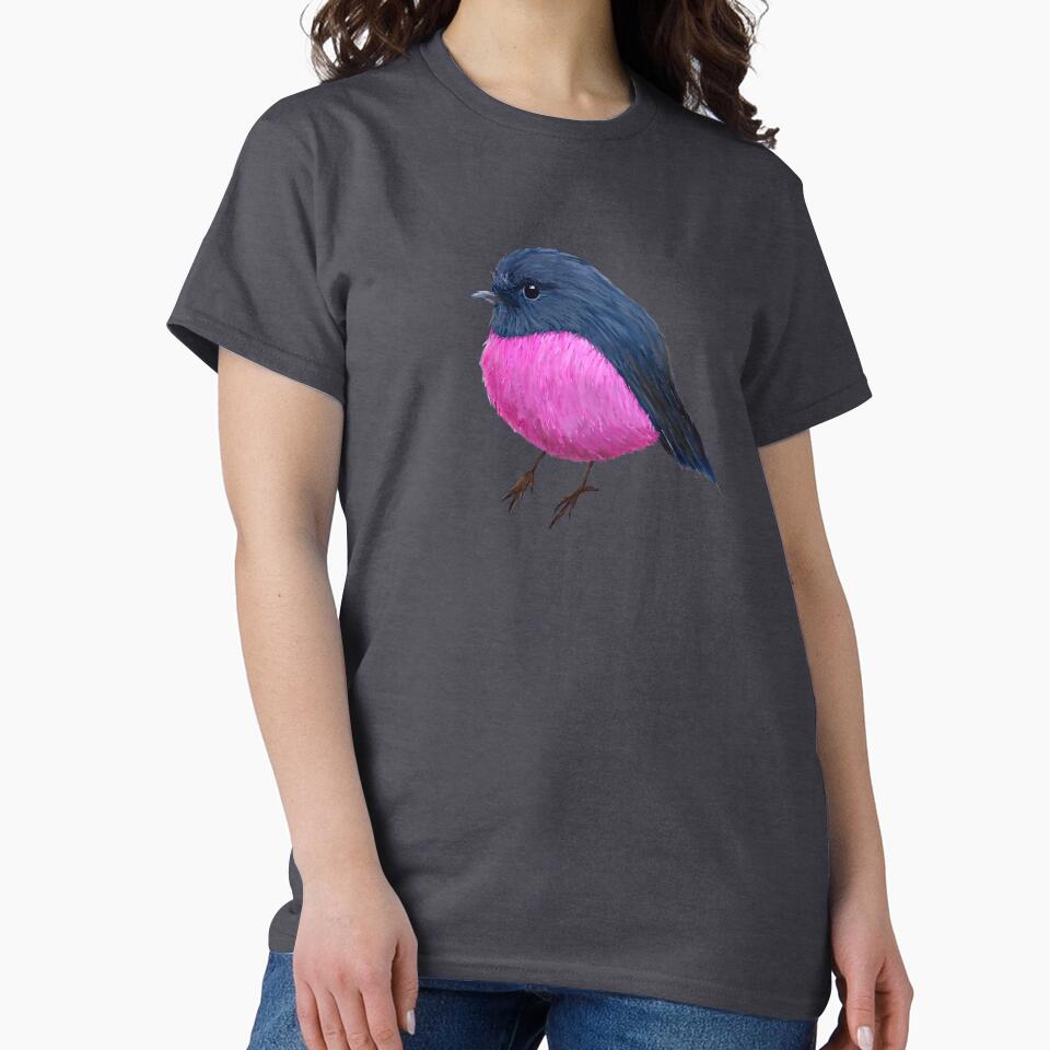 Dark blue Australian pink robin pattern by mia-miranda