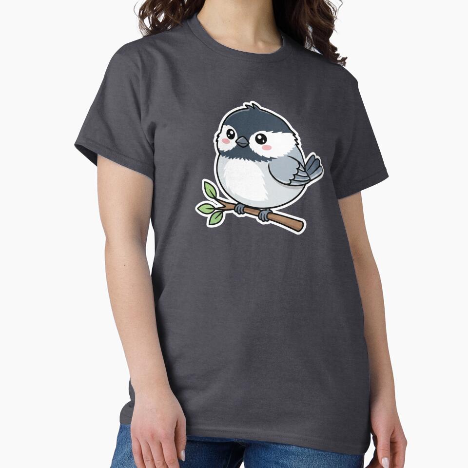 Kawaii Chickadee on a Branch by mossandmyth1984