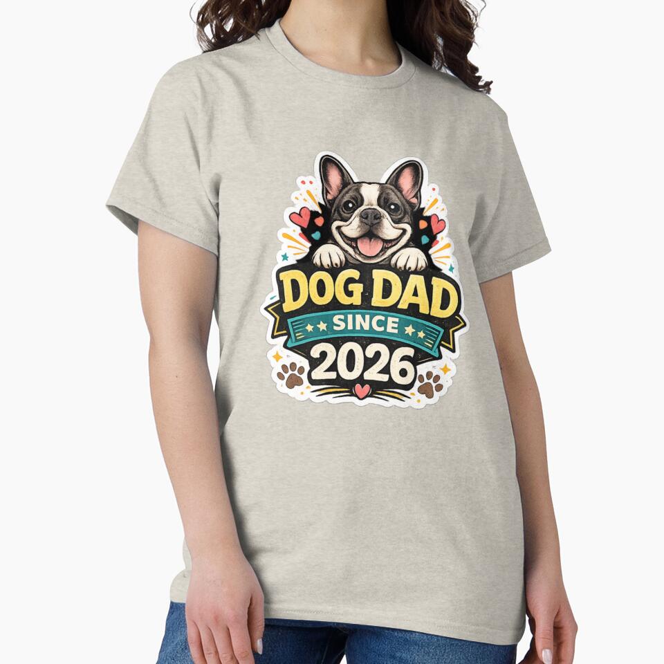 Dog Dad Since 2026 Cute French Bulldog Gift Sticker by InjeyArt