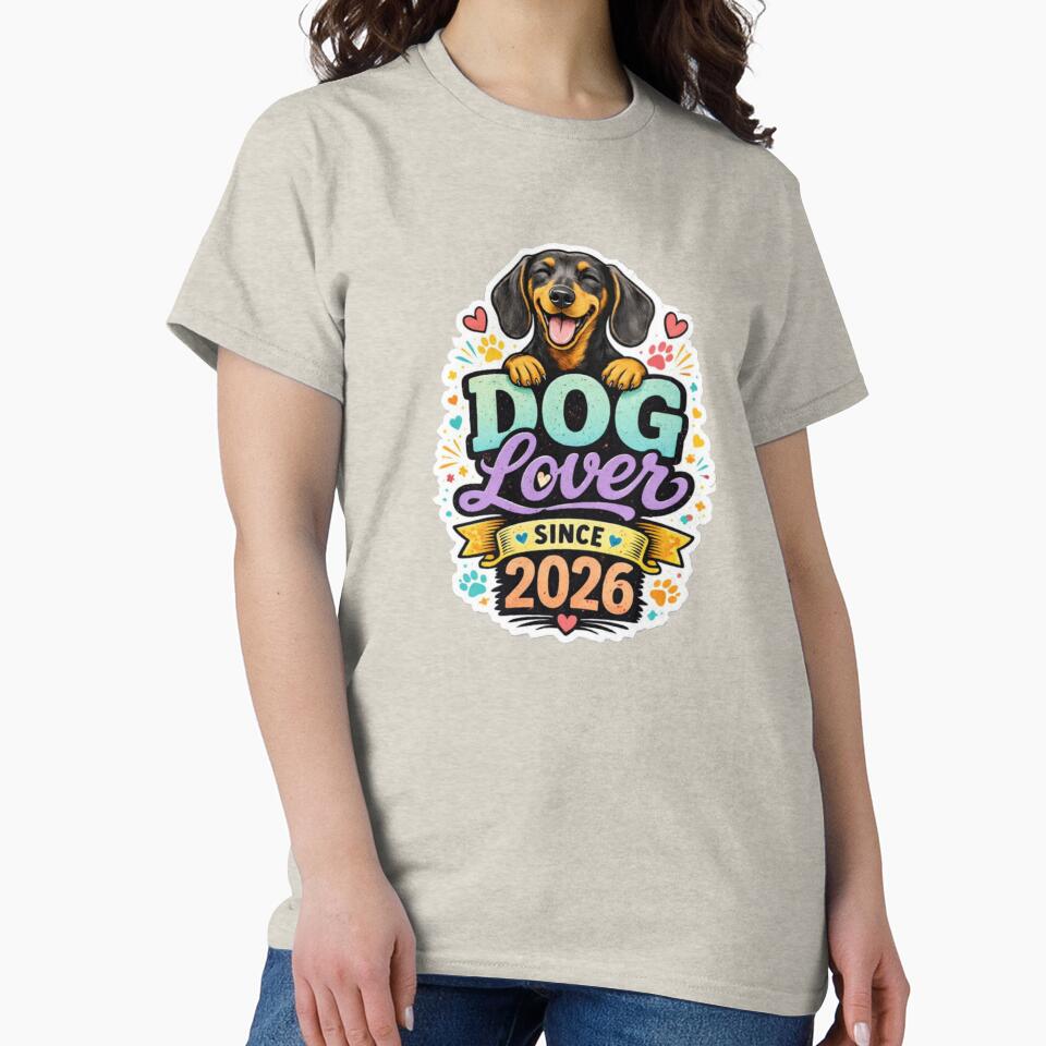 Dog Lover Since 2026 Cute Dachshund Sticker Gift by InjeyArt