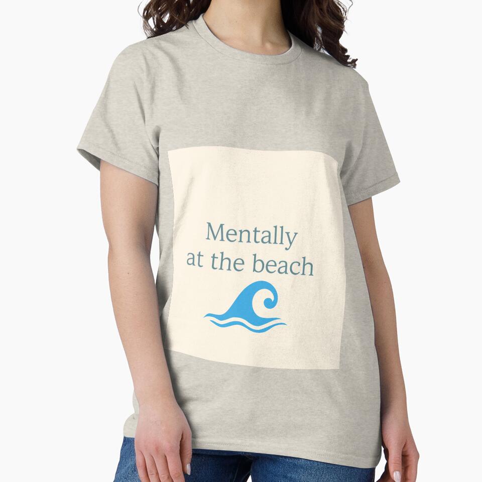 Mentally at the Beach Minimalist Wave Design by PunchlinePress
