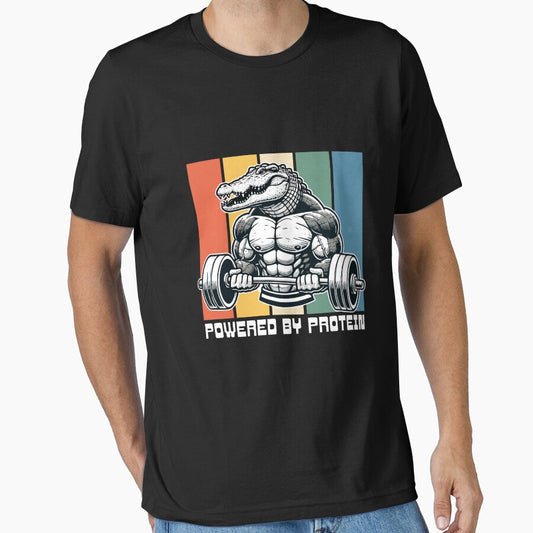 Muscular Alligator Lifting Weights - Powered by Protein by MaateoDesign