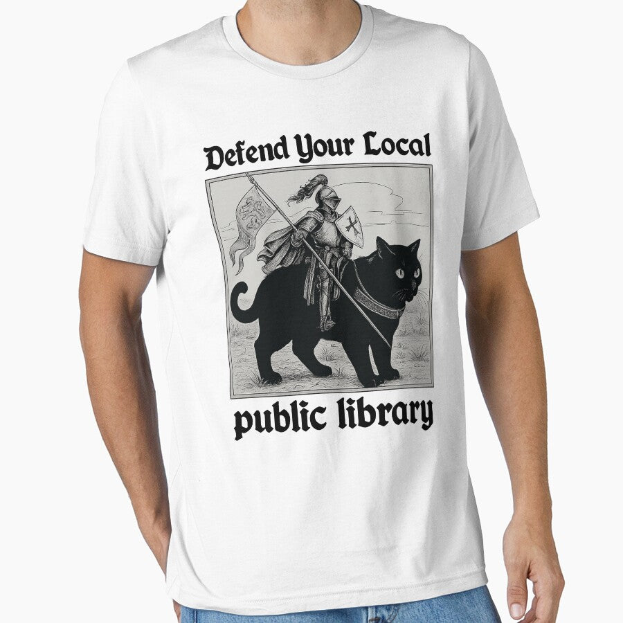 Defend Your Local Public Library Funny Knight Cat by will freed18