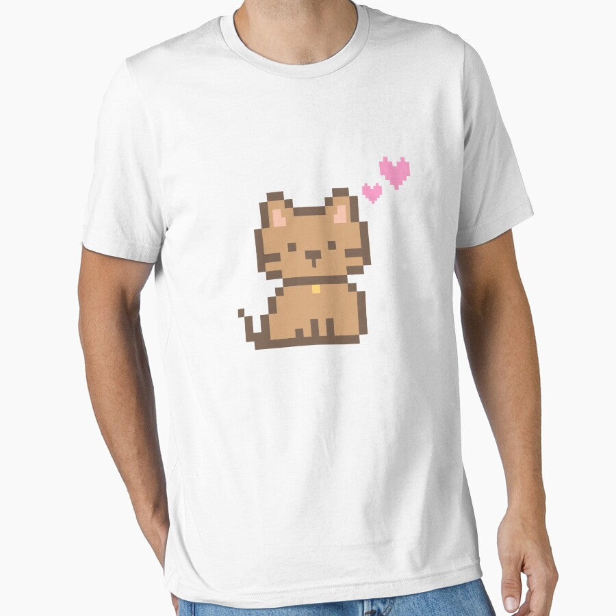 Pixel Cute Cat with Hearts by Horizonie