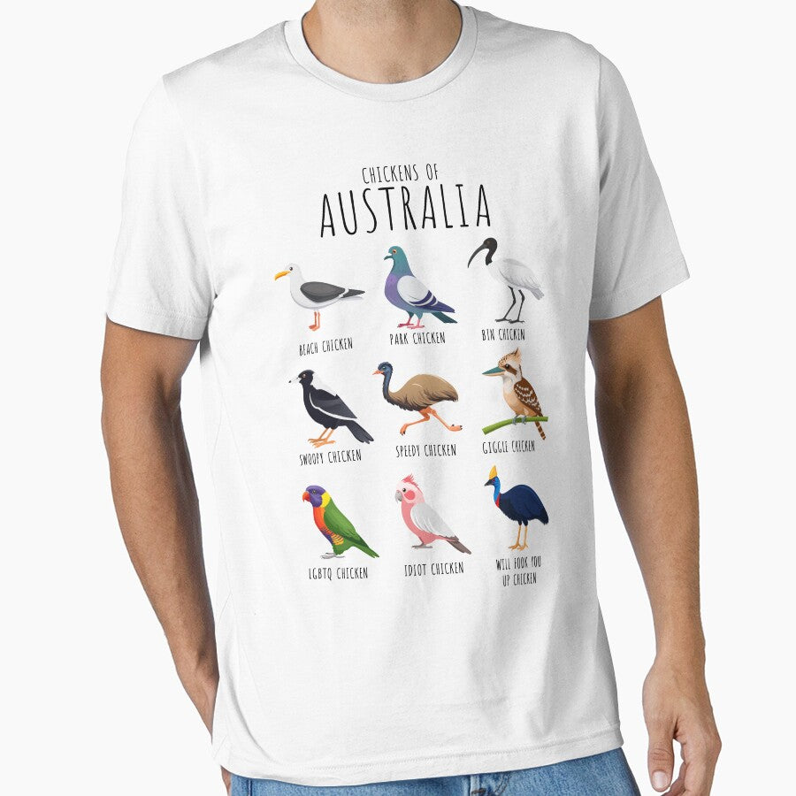 Chickens of Australia – Funny Australian birds with silly chicken names | Aussie Humour (on light colours) by messy-nessie