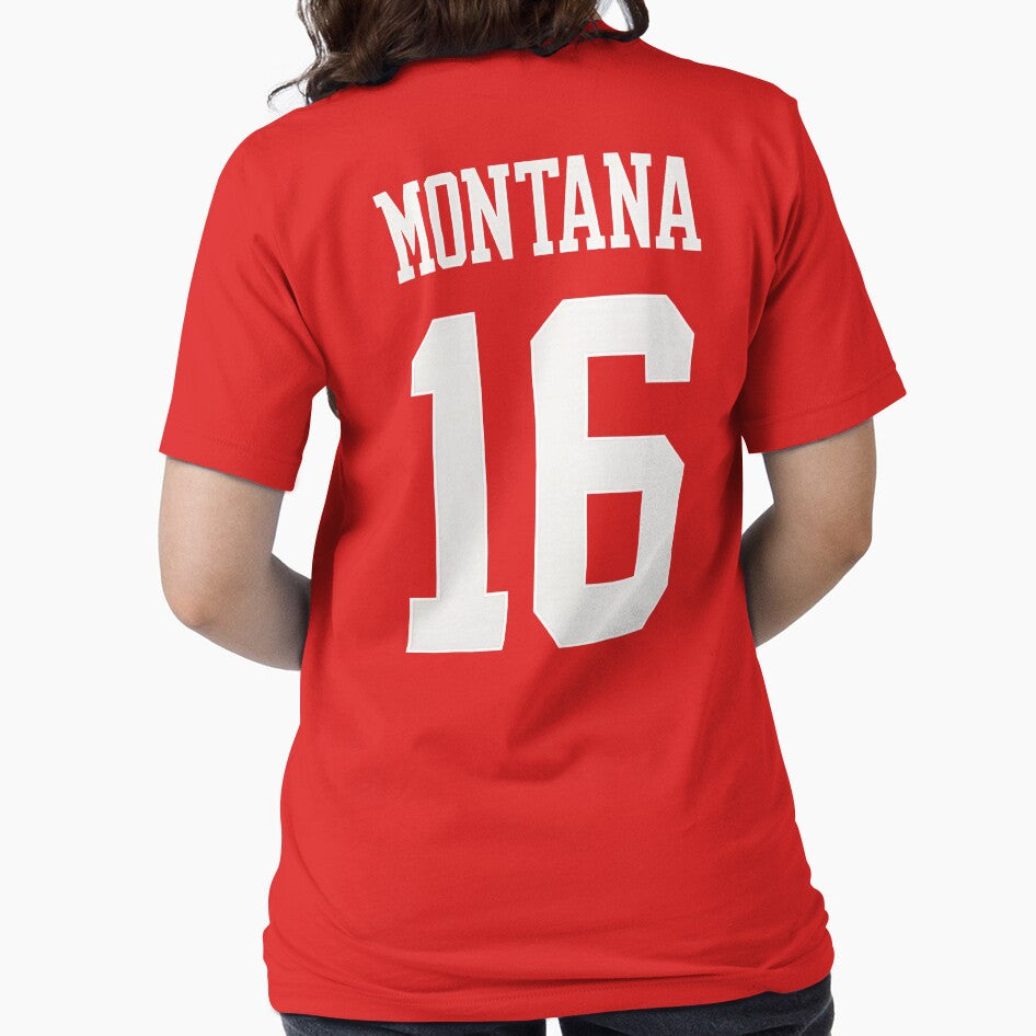 Joe Montana #16 Jersey Typography Art – Classic Football Legend by TheArtOfCar