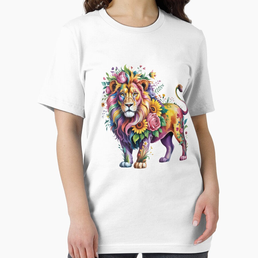 Rainbow Flower Lion – Colorful Floral Animal Art by RBToper