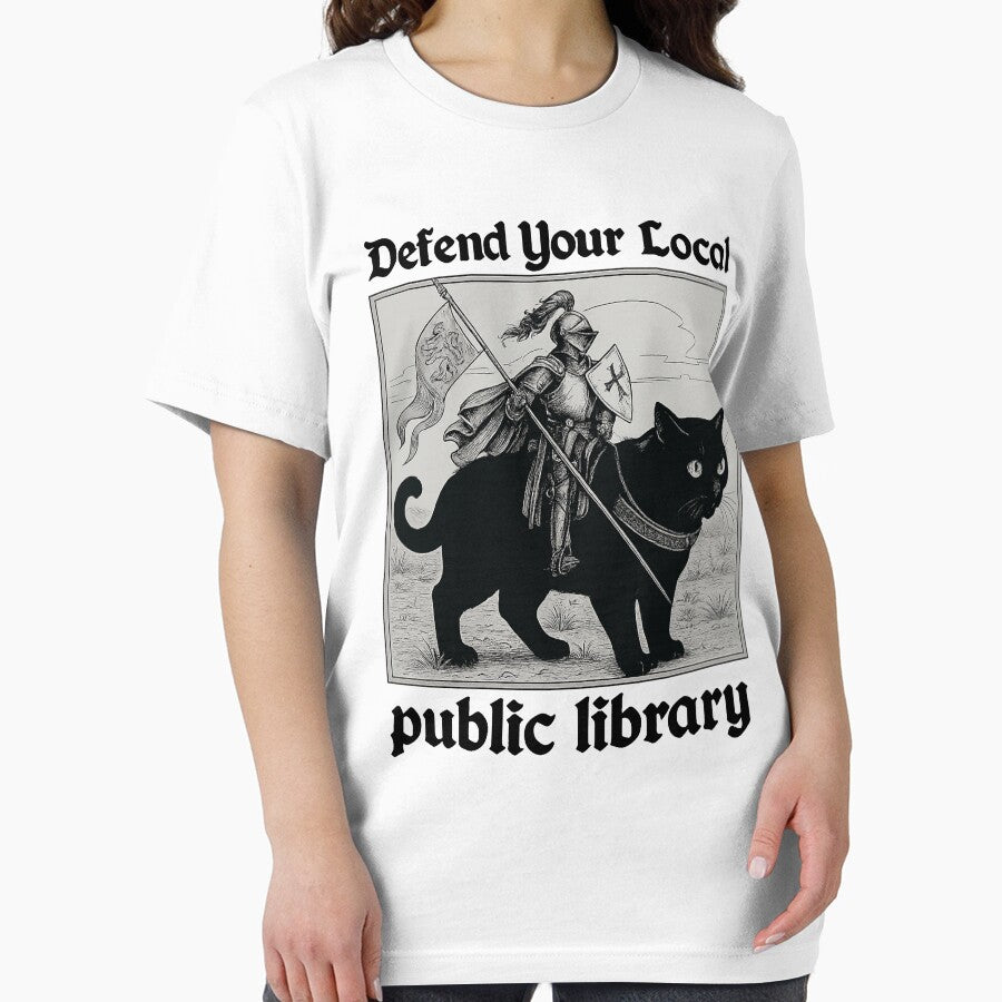 Defend Your Local Public Library Funny Knight Cat by will freed18