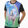 Cat Riding Llama Unicorn Rainbow UFO by BattleGoat