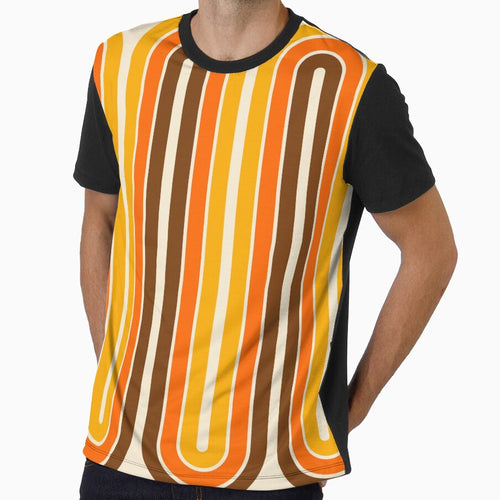 70s Retro Vintage Style Geometric Pattern Orange Yellow and Brown by tonymagnerart