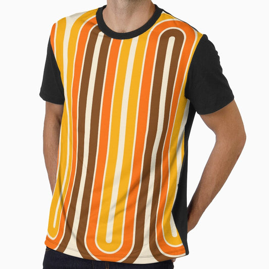 70s Retro Vintage Style Geometric Pattern Orange Yellow and Brown by tonymagnerart