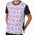 Y2K Aesthetic Pink Hearts & Lavender Checkerboard Pattern by Tamer ⭐⭐⭐⭐⭐