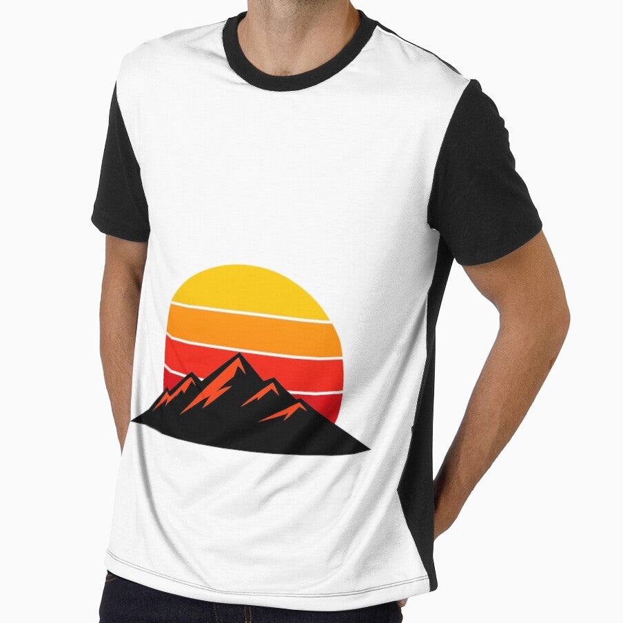 Retro Sunset Mountain – Vintage 80s Aesthetic Landscape by ArtWaveStudio8