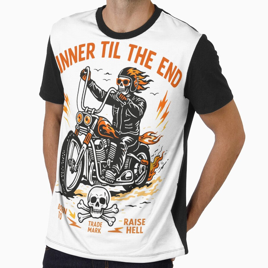 Motorcycle Biker Skull T-Shirt by Matinez Pink