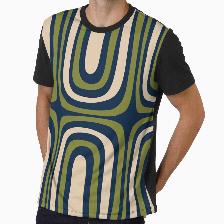 Midcentury Modern Confaab Abstract Pattern in Mid Mod Navy Blue and Olive Green by kierkegaard
