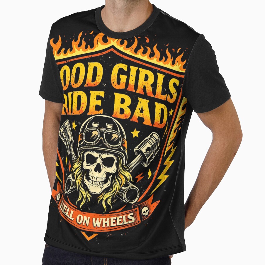 Badass Biker Girl T-Shirt by Matinez Pink