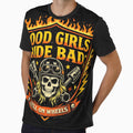 Badass Biker Girl T-Shirt by Matinez Pink