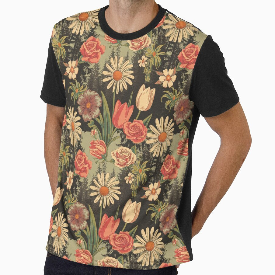 warm ‘70s tones floral pattern with various flowers by TulipaGraphics