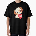 Cute Dog With Red Heart Love Valentines Day for Dog Lover by Vexel Studio
