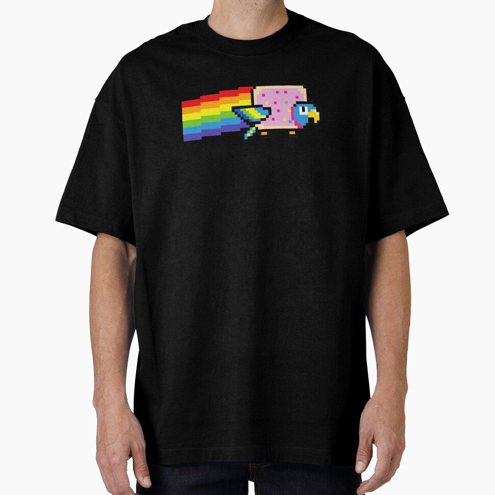 Pixel Rainbow Flying Bird Pixel Art Retro Style by JEFDodsonArt
