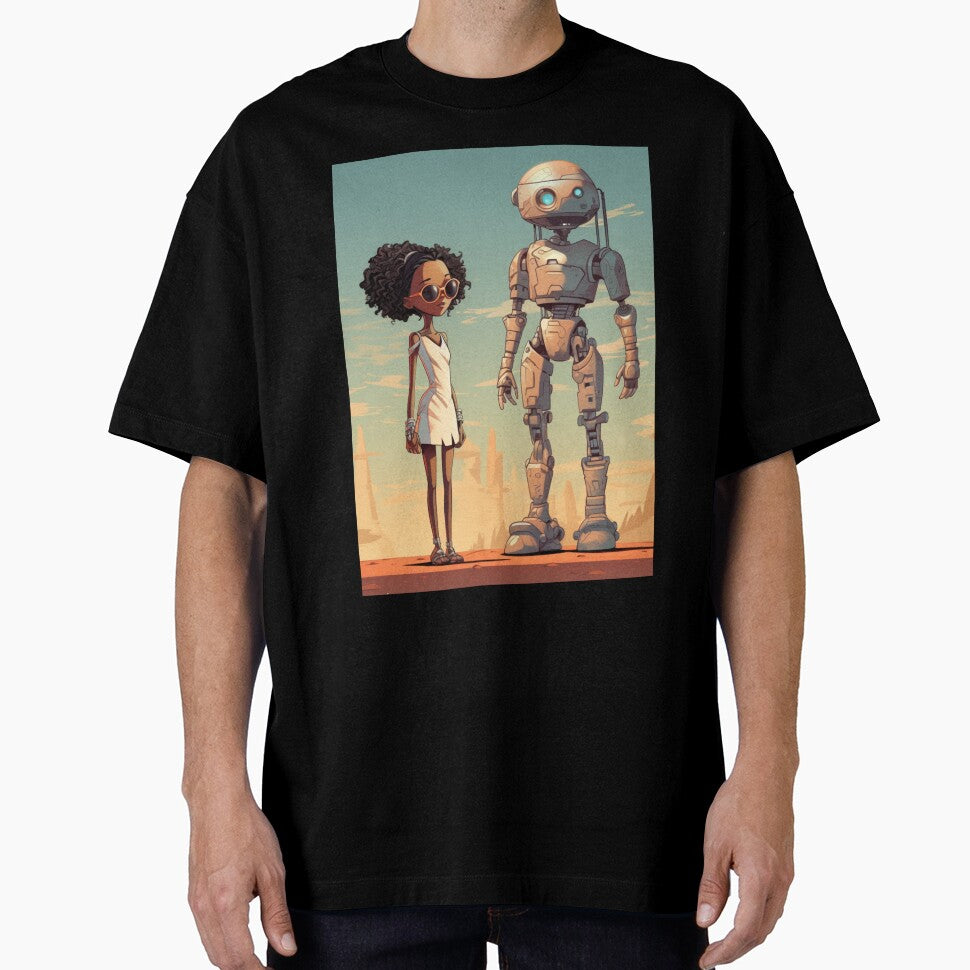 Afrofuturist Girl With Robot Companion by RTFaulkner
