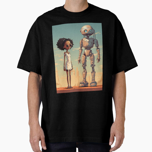 Afrofuturist Girl With Robot Companion by RTFaulkner