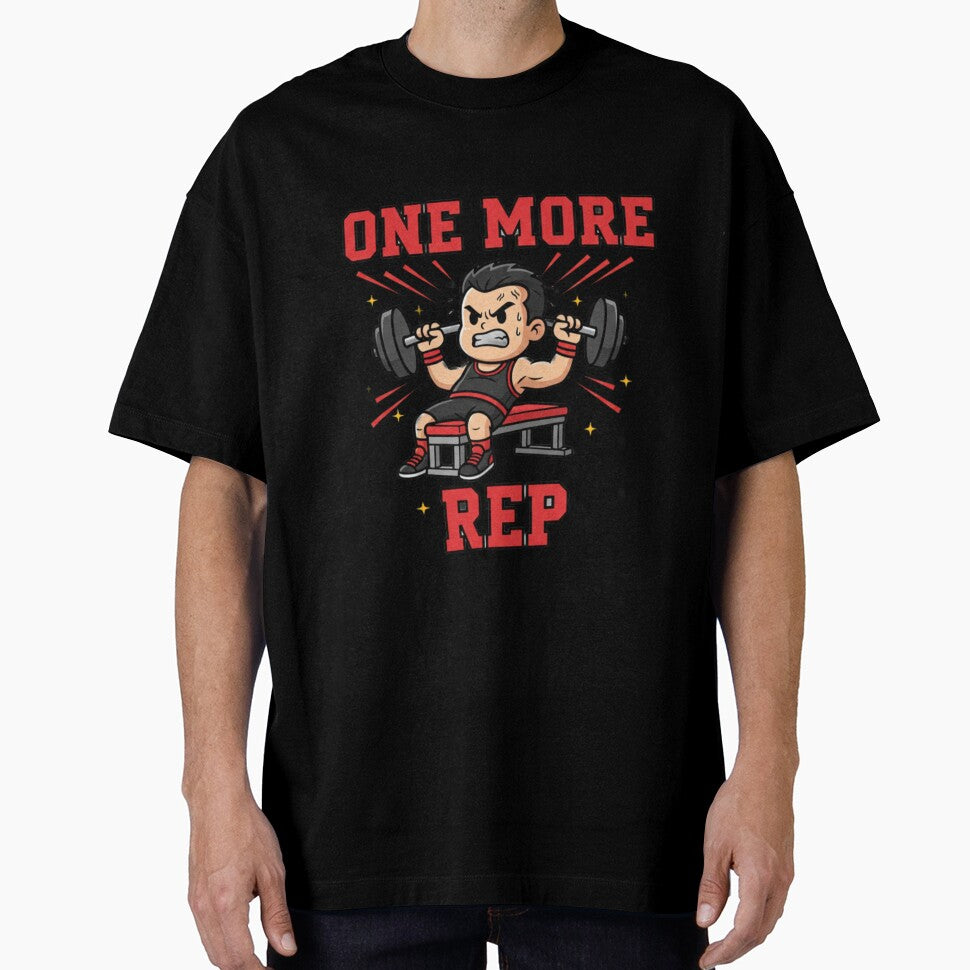 One More Rep Motivational Gym Cartoon Design | Fitness Workout Digital Illustration for T-Shirts & POD by CozyPops