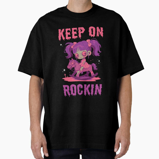 Keep on rockin - Cute pastel goth chibi rocking horse girl by Random Tees
